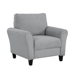 Ellery Textured Fabric Arm Chair In Dark Gray