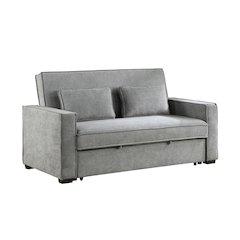 Altair Textured Fabric Convertible Studio Sofa With Pull-Out Bed In Gray