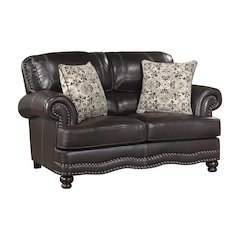 Milford Faux Leather Love Seat In Brown