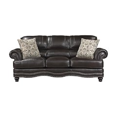 Milford Faux Leather Sofa In Brown