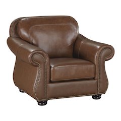 Attleboro Leather Arm Chair In Camel Brown