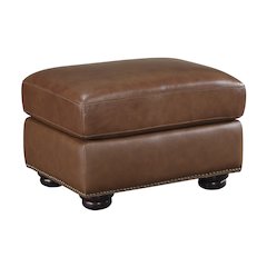 Attleboro Leather Ottoman In Camel Brown