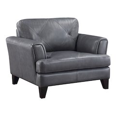 Thierry Leather Arm Chair In Burnish Gray