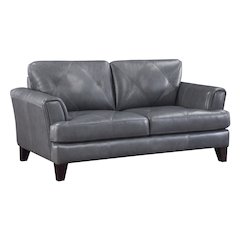 Thierry Leather Love Seat In Burnish Gray