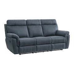 Clifton Microfiber Double Reclining Sofa In Blue