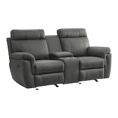 Clifton Microfiber Double Glider Reclining Love Seat In Pewter