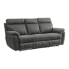 Clifton Microfiber Double Reclining Sofa In Pewter