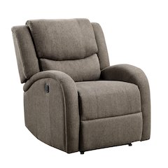 Lexicon Foxcroft Textured Fabric Power Reclining Chair in Brown
