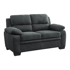 Holleman Textured Fabric Love Seat In Dark Gray