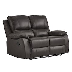 Dawson Faux Leather Double Reclining Love Seat In Brown