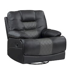 Fabian Faux Leather Swivel Glider Reclining Chair In Gray