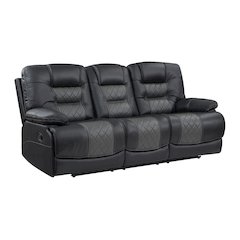 Fabian Faux Leather Double Reclining Sofa In Gray