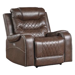 Putnam Faux Leather Swivel Glider Reclining Chair In Brown