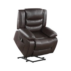 Lexicon Carson Faux Leather Power Lift Chair in Dark Brown