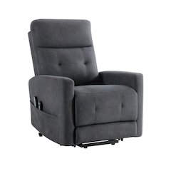 Lexicon Wichita Textured Fabric Power Lift Chair in Dark Gray