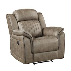 Centeroak Microfiber Reclining Chair In Sandy Brown