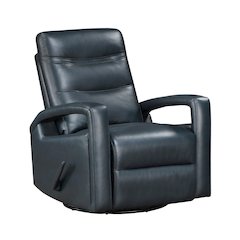Lexicon Camden Faux Leather Swivel Glider Reclining Chair in Navy Blue