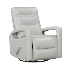 Lexicon Camden Faux Leather Swivel Glider Reclining Chair in Smoke Color