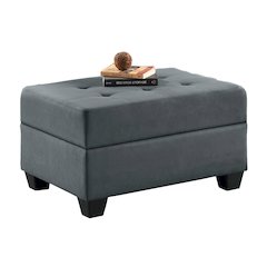 Maston Microfiber Ottoman With Storage In Dark Gray