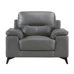 Mischa Leather Accent Chair with Padded Arms for Living Room, Dark Gray