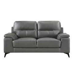Mischa Leather Loveseat, Small Couch and Love Seat for Living Room, Dark Gray