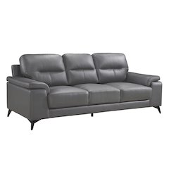 Mischa Leather Sofa In Dark Gray
