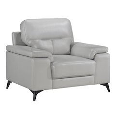 Mischa Leather Arm Chair In Silver Gray