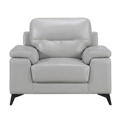 Mischa Leather Accent Chair for Living Room or Bedroom, Silver Gray