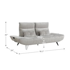 Lexicon Quonsett Chenille Sofa with Power Adjustable Seat Depth in Light Gray