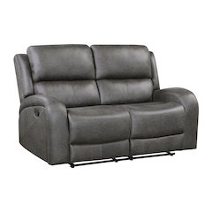 Lexicon Pagosa Microfiber Double Reclining Love Seat in Gray