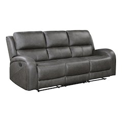 Lexicon Pagosa Microfiber Double Reclining Sofa in Gray