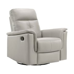 Lexicon Bristow Leather Swivel Glider Reclining Chair in Silver