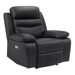 Hancock Leather Power Reclining Chair In Black