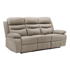 Hancock Leather Power Double Reclining Sofa In Latte