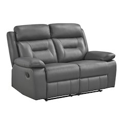 Laconia Leather Double Reclining Love Seat In Dark Gray