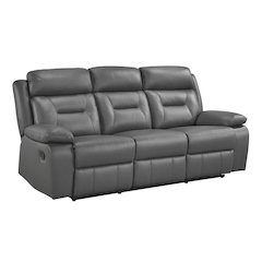 Laconia Leather Double Reclining Sofa In Dark Gray