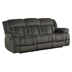 Laurelton Microfiber Double Reclining Sofa In Chocolate