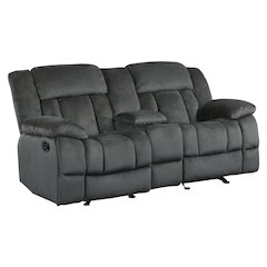 Laurelton Microfiber Double Glider Reclining Love Seat In Charcoal