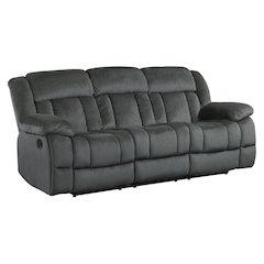 Laurelton Microfiber Double Reclining Sofa, Charcoal In Charcoal