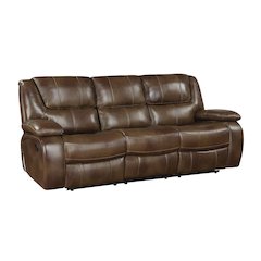 Ellicott Leather Double Reclining Sofa In Brown