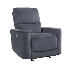 Lexicon Artem Velvet Power Rocker Reclining Chair in Dark Gray