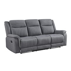 Dean Microfiber Double Reclining Sofa In Gray