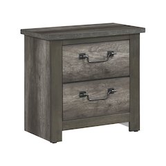 Lenior Asian Hardwood Nightstand in Gray