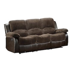 Cranley Textured Fabric Double Reclining Sofa In Chocolate