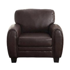 Faux Leather Accent Chair with Padded Seat and Arms for Bedroom, Black