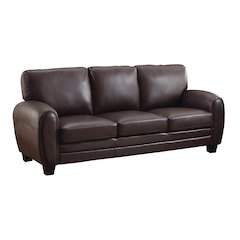 Rubin Faux Leather Sofa In Dark Brown
