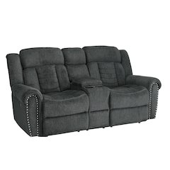 Nutmeg Chenille Double Reclining Love Seat In Gray