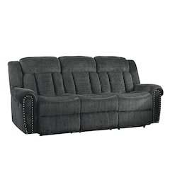 Nutmeg Chenille Double Reclining Sofa In Gray
