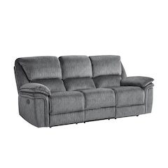 Muirfield Microfiber Double Reclining Sofa In Gray