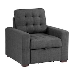 Mccafferty Textured Fabric Chair With Pull-Out Ottoman In Dark Gray